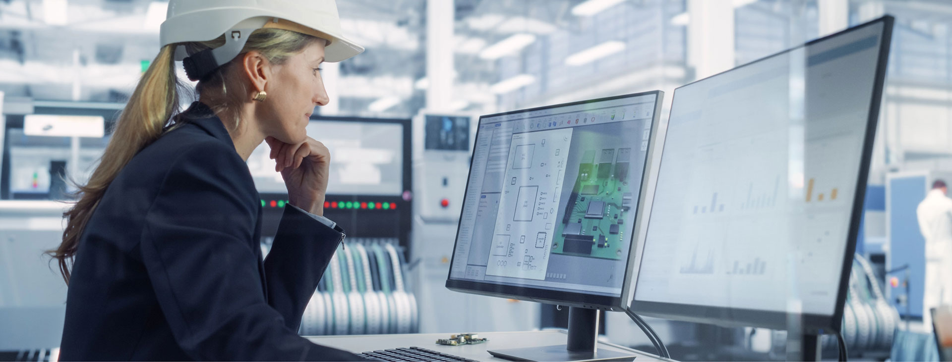 Lady worker analyzibg